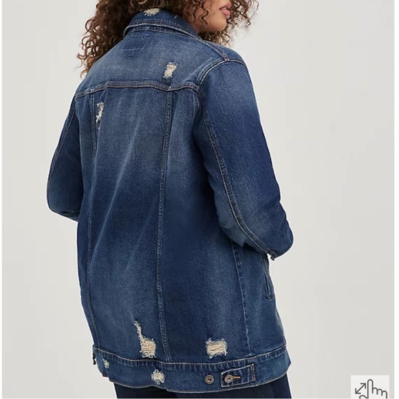 💙NWT Torrid Distressed Longline Medium Wash Denim Jacket 3X💙 - Picture 5 of 9